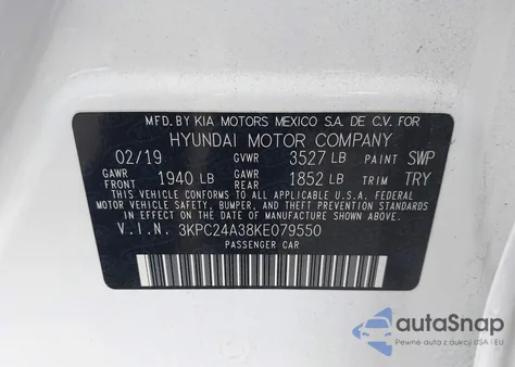 2019 Hyundai Accent Se из США, поврежденный, VIN 3KPC24A38KE079550